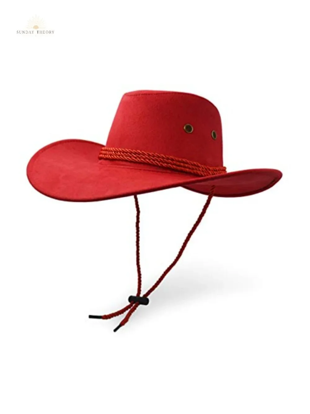 Faux Leather Suede Cowboy Hat with Chin Strap, Fishing Hiking Outdoor